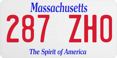 MA license plate 287ZH0