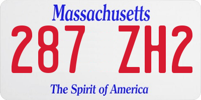 MA license plate 287ZH2