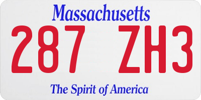 MA license plate 287ZH3
