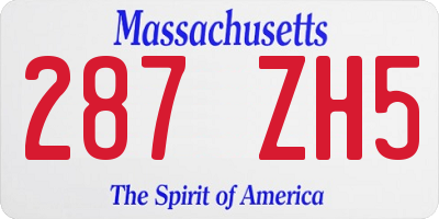 MA license plate 287ZH5