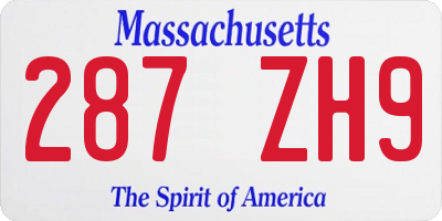 MA license plate 287ZH9