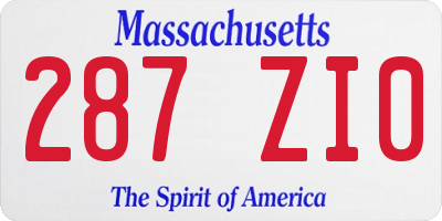 MA license plate 287ZI0