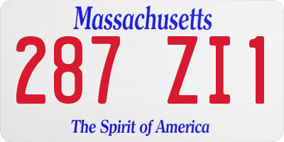 MA license plate 287ZI1