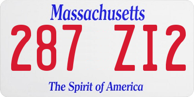MA license plate 287ZI2