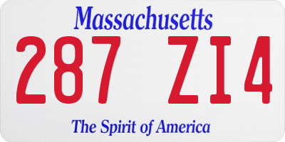 MA license plate 287ZI4