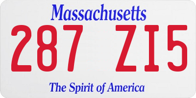 MA license plate 287ZI5