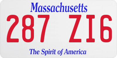 MA license plate 287ZI6