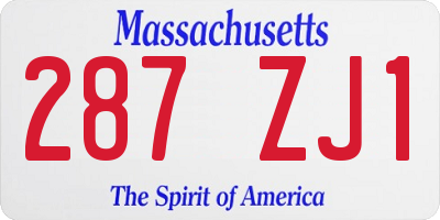 MA license plate 287ZJ1