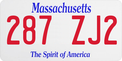 MA license plate 287ZJ2