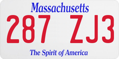 MA license plate 287ZJ3