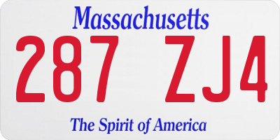 MA license plate 287ZJ4