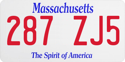 MA license plate 287ZJ5