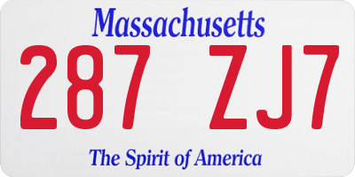 MA license plate 287ZJ7
