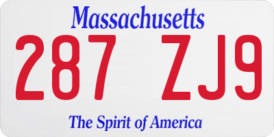 MA license plate 287ZJ9