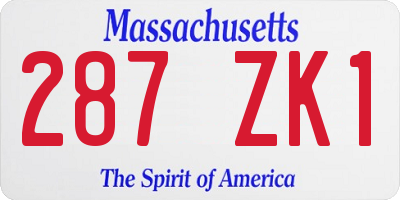 MA license plate 287ZK1