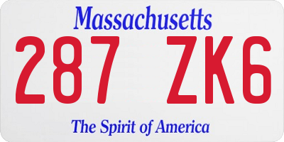 MA license plate 287ZK6