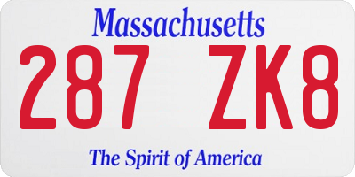 MA license plate 287ZK8