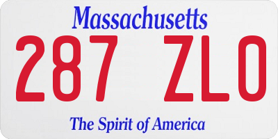 MA license plate 287ZL0