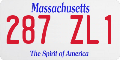 MA license plate 287ZL1