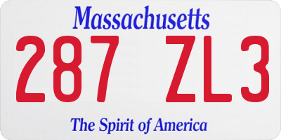 MA license plate 287ZL3