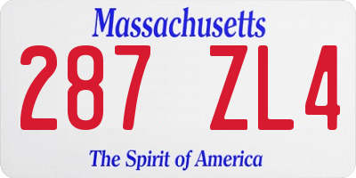 MA license plate 287ZL4