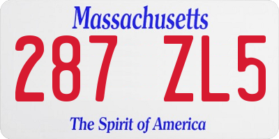 MA license plate 287ZL5