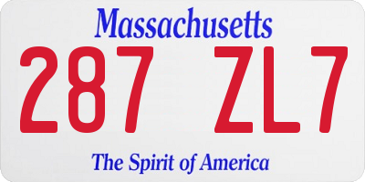 MA license plate 287ZL7