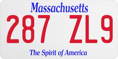 MA license plate 287ZL9