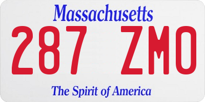 MA license plate 287ZM0
