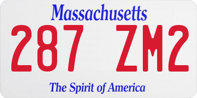 MA license plate 287ZM2