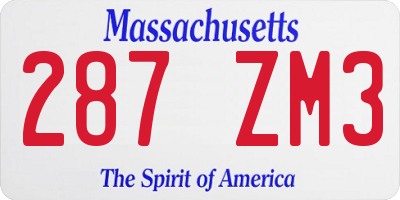 MA license plate 287ZM3