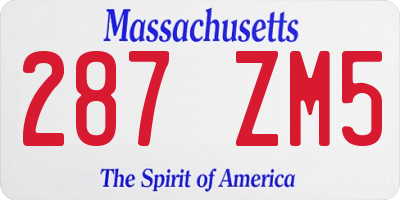 MA license plate 287ZM5