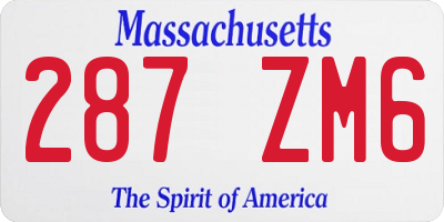 MA license plate 287ZM6