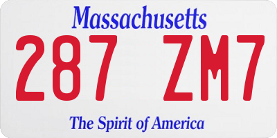 MA license plate 287ZM7