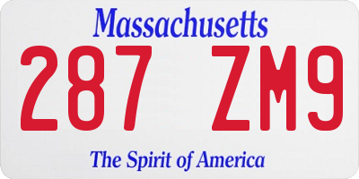 MA license plate 287ZM9
