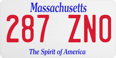 MA license plate 287ZN0