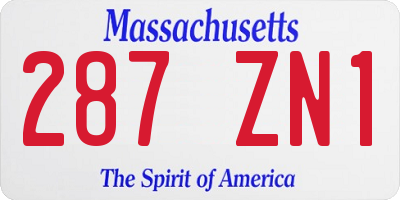 MA license plate 287ZN1