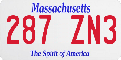 MA license plate 287ZN3