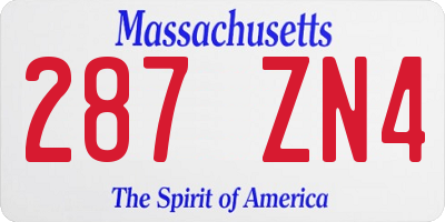 MA license plate 287ZN4