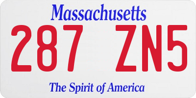 MA license plate 287ZN5