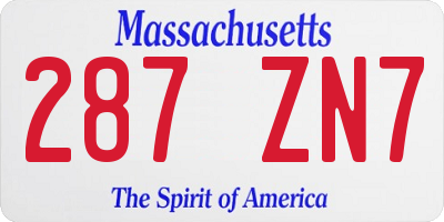 MA license plate 287ZN7