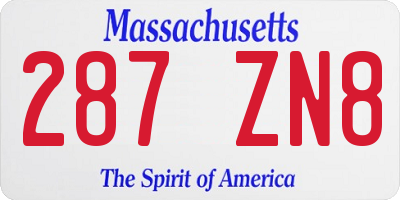 MA license plate 287ZN8