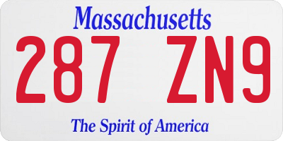 MA license plate 287ZN9