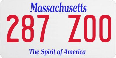 MA license plate 287ZO0