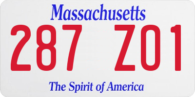 MA license plate 287ZO1