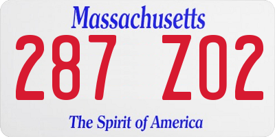 MA license plate 287ZO2