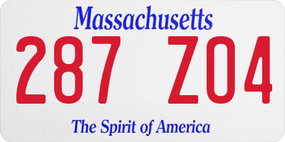MA license plate 287ZO4