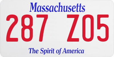 MA license plate 287ZO5