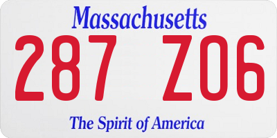 MA license plate 287ZO6