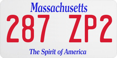 MA license plate 287ZP2